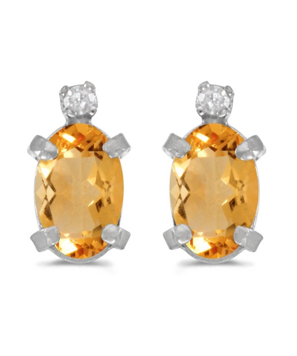 Sterling Silver Citrine Diamond Earrings