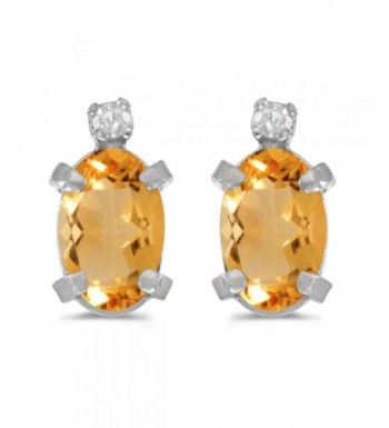 Sterling Silver Citrine Diamond Earrings