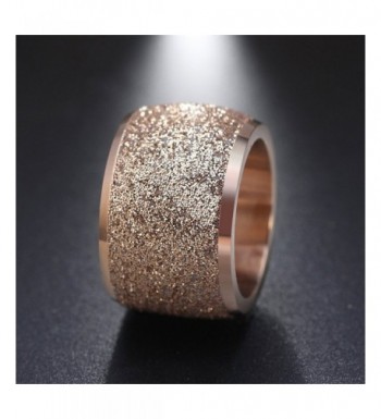 Black INRENG Womens Stainless Steel Ring Shiny Sequins Pave Sandblast Wide Wedding Band Silver Rose Gold
