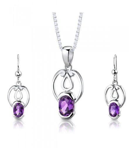 Amethyst Pendant Earrings Necklace Sterling