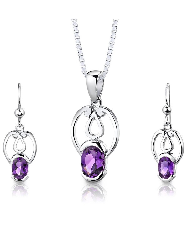 Amethyst Pendant Earrings Necklace Sterling