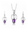 Amethyst Pendant Earrings Necklace Sterling