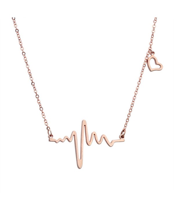 ELBLUVF Plated Stainless steel Cardiogram Necklace