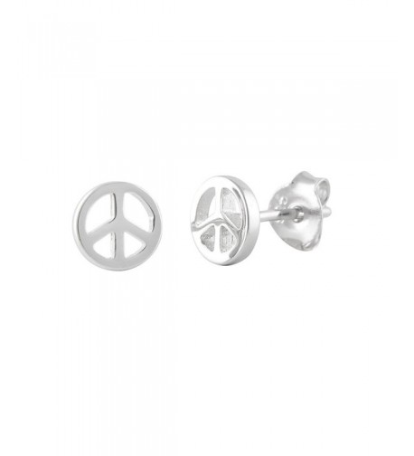 Peace Sign Earrings Sterling Silver