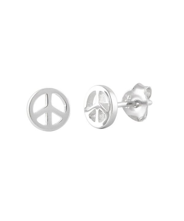 Peace Sign Earrings Sterling Silver