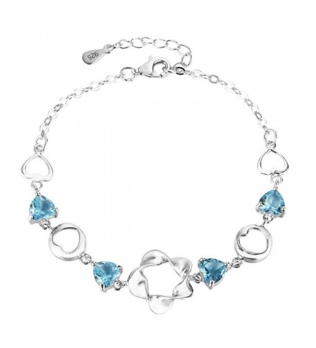 EleQueen Sterling Zirconia Bracelet Aquamarine