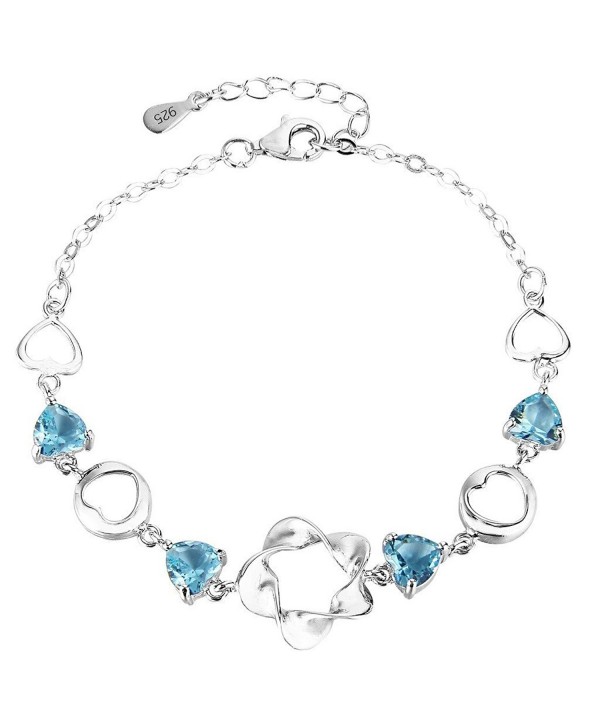 EleQueen Sterling Zirconia Bracelet Aquamarine