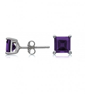 Sterling Silver Amethyst Square Earrings