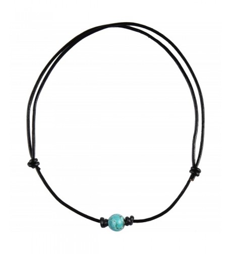 Barch Turquoise Necklace Leather Adjustable