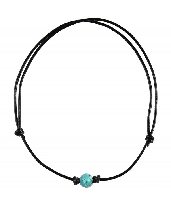 Barch Turquoise Necklace Leather Adjustable