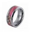 Will Queen TU 8 113 8mm Flowering Pink Tungsten Ring 4mm Width of Camo Inlay White Wedding Bands 6 5