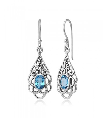 Sterling Filigree Gemstone Teardrop Earrings