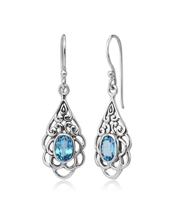 Sterling Filigree Gemstone Teardrop Earrings