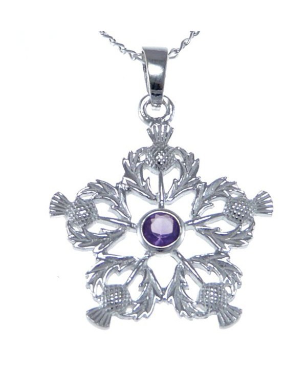 Sterling Silver Amethyst Thistles Pendant