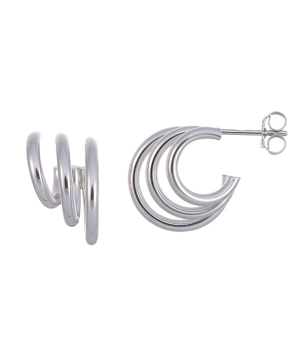 Sterling Silver Tri Huggie Earrings Inch