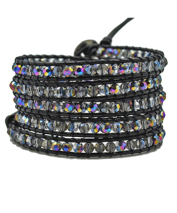 Multi layer Braided Leather Bracelet Multi color