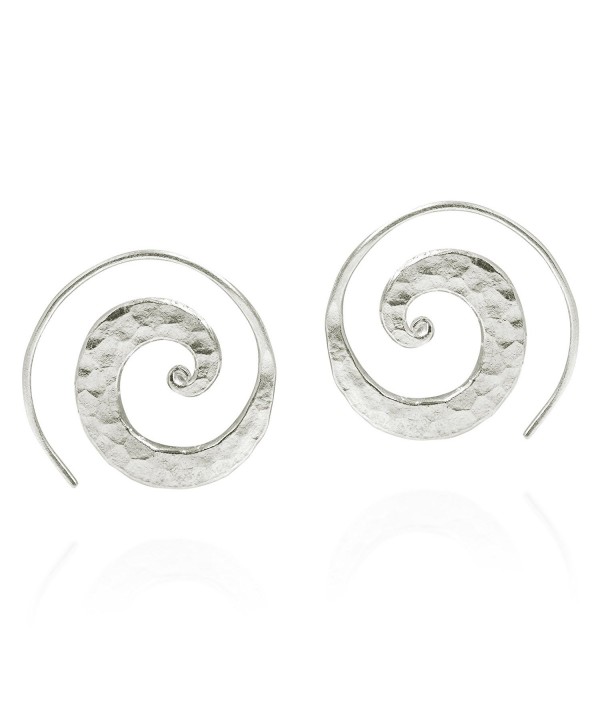 Unique Hammered Spiral Sterling Earrings