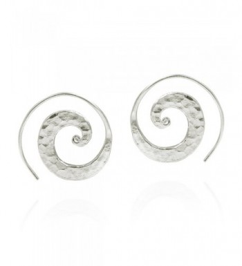 Unique Hammered Spiral Sterling Earrings