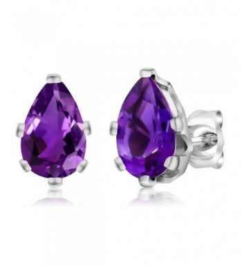 Amethyst Sterling Silver 6 Prong Earrings