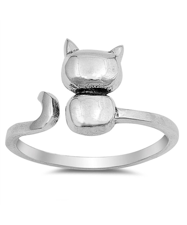 Open Kitten Animal Sterling Silver