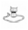 Open Kitten Animal Sterling Silver