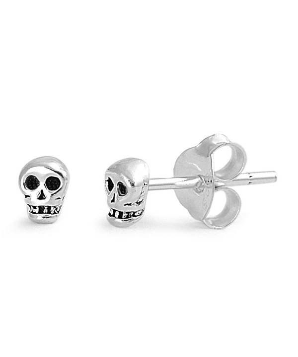 Sterling Silver Tiny Skull Earrings