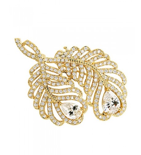 SELOVO Feather Zirconia Brooch Jewelry