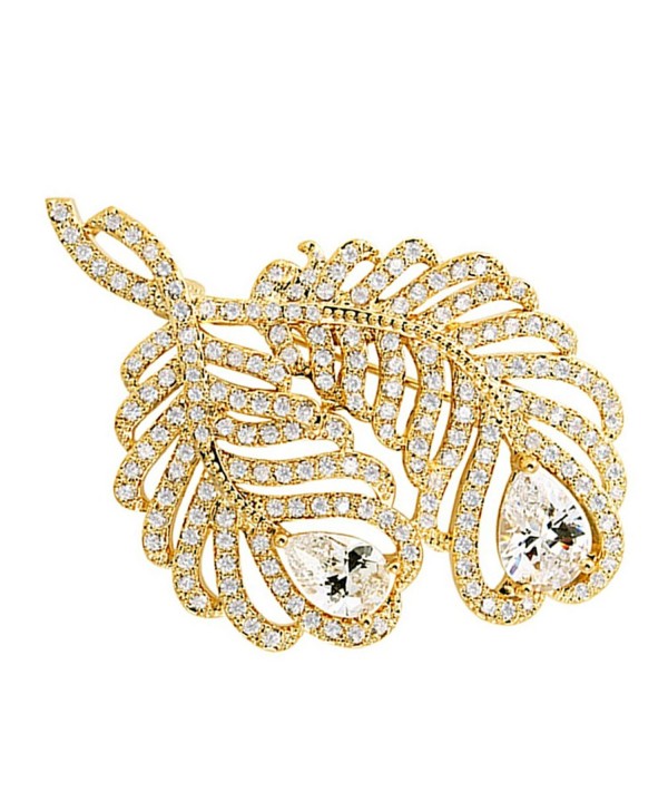 SELOVO Feather Zirconia Brooch Jewelry