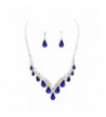 Affordable Sapphire Rhinestone Necklace Earrings