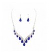 Affordable Sapphire Rhinestone Necklace Earrings