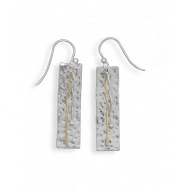 Hammered Rectangle Earrings Two Tone Sterling