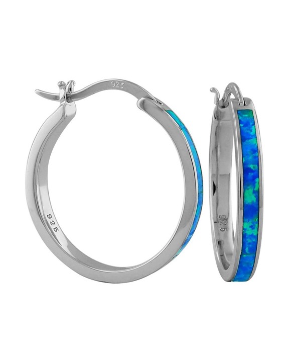 Sterling Silver Synthetic Blue Earrings