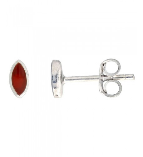 Sterling Silver Carnelian Earrings Navette