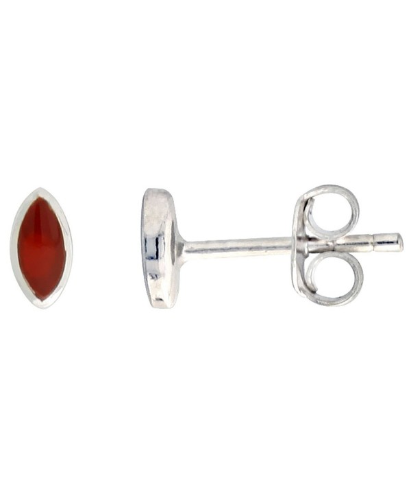 Sterling Silver Carnelian Earrings Navette