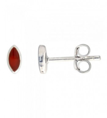 Sterling Silver Carnelian Earrings Navette