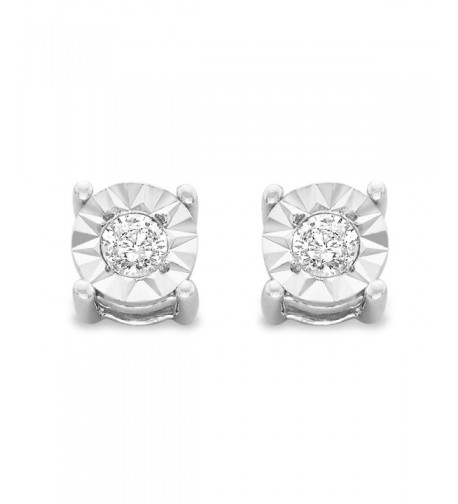 Sterling Round Cut Diamond Miracle Plated Earrings