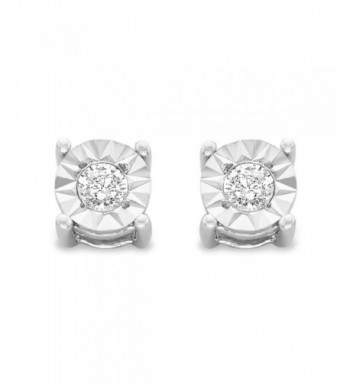 Sterling Round Cut Diamond Miracle Plated Earrings