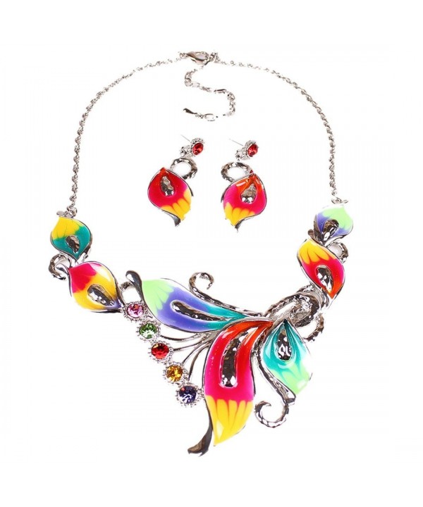 Womens Exotic Multi Colored Necklace Earring