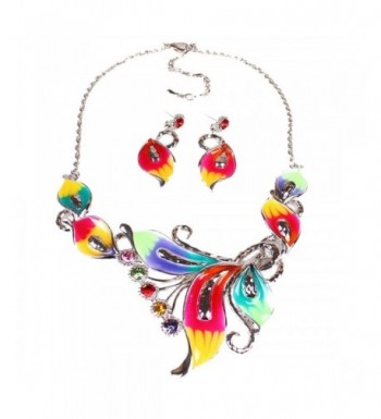 Womens Exotic Multi Colored Necklace Earring