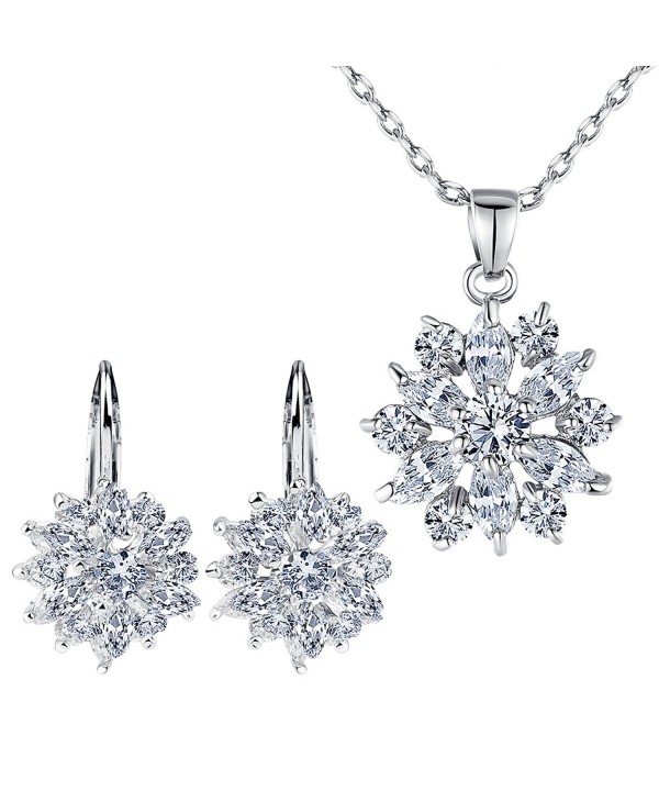 BAMOER Zirconia Snowflake Earrings Necklace