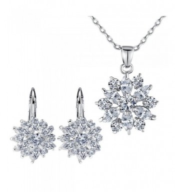 BAMOER Zirconia Snowflake Earrings Necklace