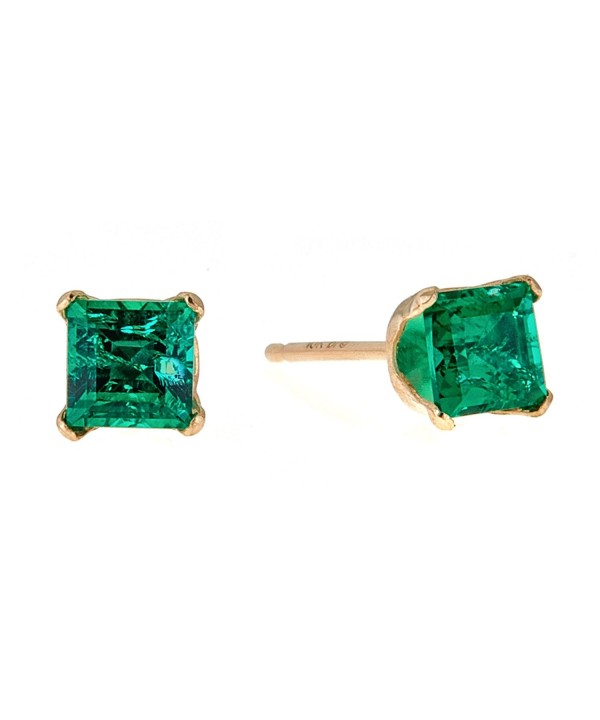 Square Green Emerald Yellow Earrings