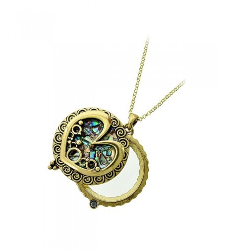 Antiqued Abalone Heart Magnifying Necklace