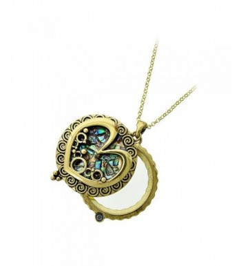 Antiqued Abalone Heart Magnifying Necklace