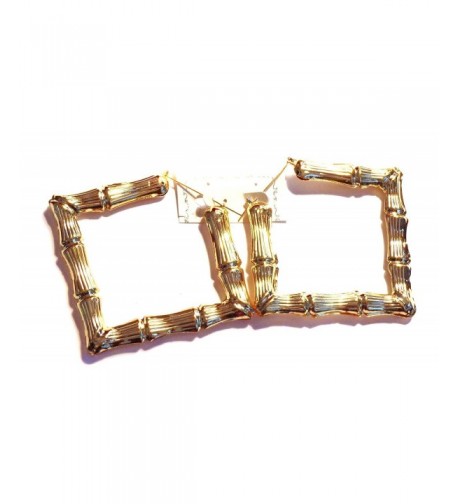 Bamboo Hoop Earrings Gold Square