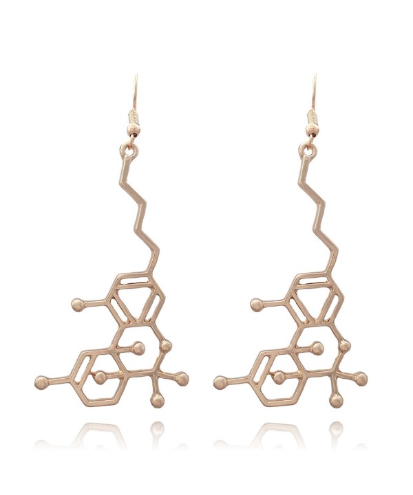 Large Molecule Dangle Earrings Gold