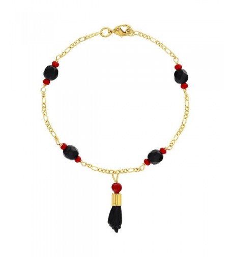 Plated Simulated Azabache Protection Bracelet