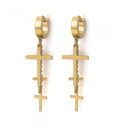 Stainless Huggie Hinged Earrings Crosses