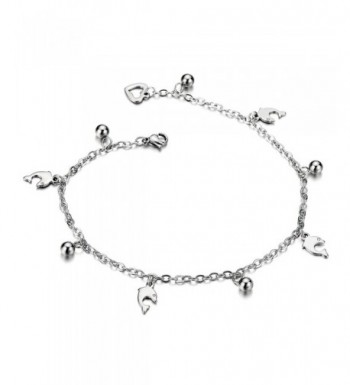 Stainless Anklet Bracelet Dangling Dolphins