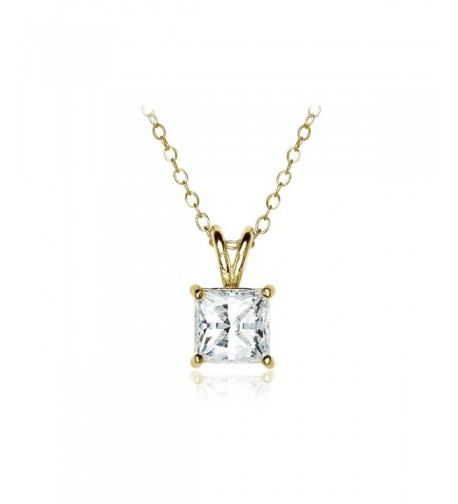 Sterling Princess cut Solitaire Necklace Swarovski